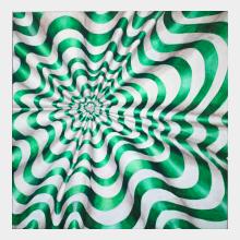 Let The Eyes Do The Work oil on canvas a swirling form in bright green and white